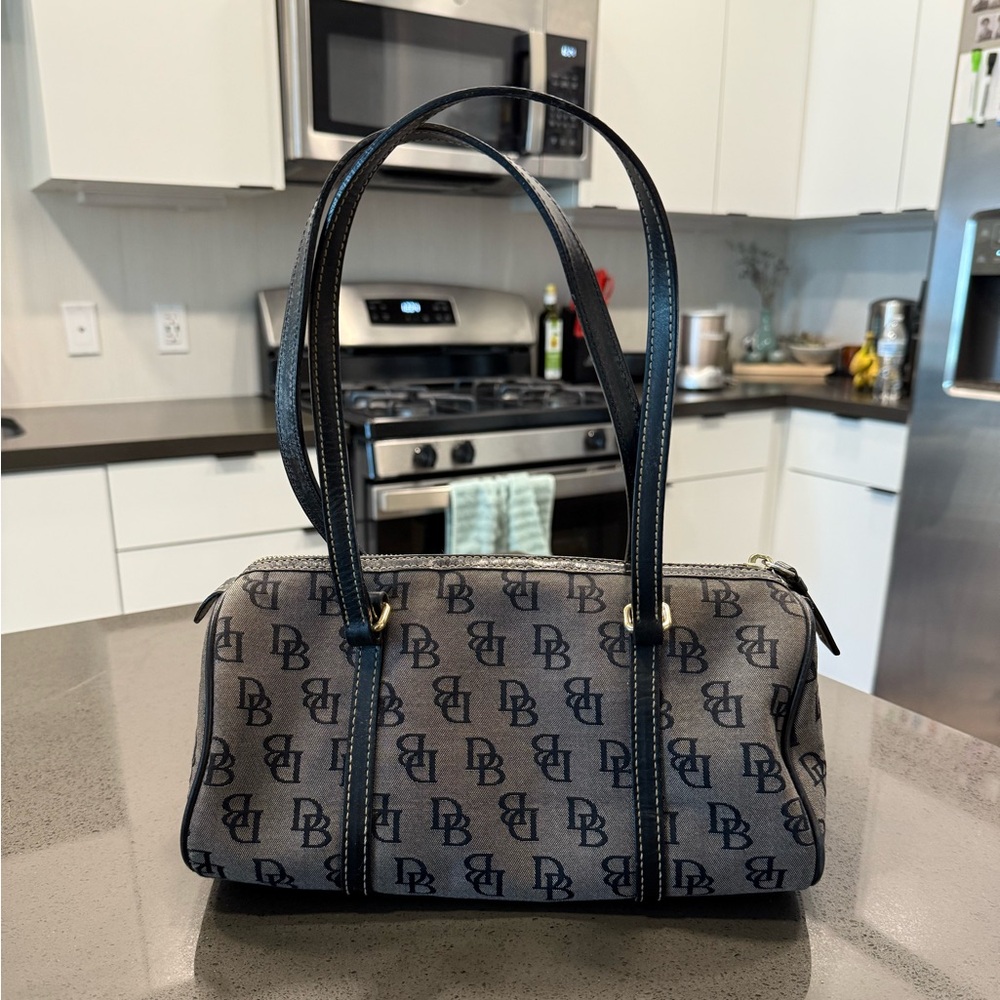 Dooney & Bourke Black and Gray Barrel Shoulder Bag